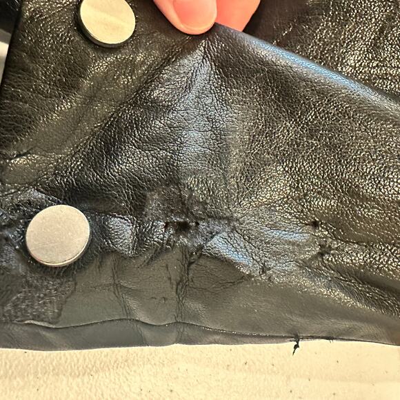 Nanushka Black Faux Leather Moto Jacket MEDIUM Cropped Oversized Designer $625 - Picture 13 of 15